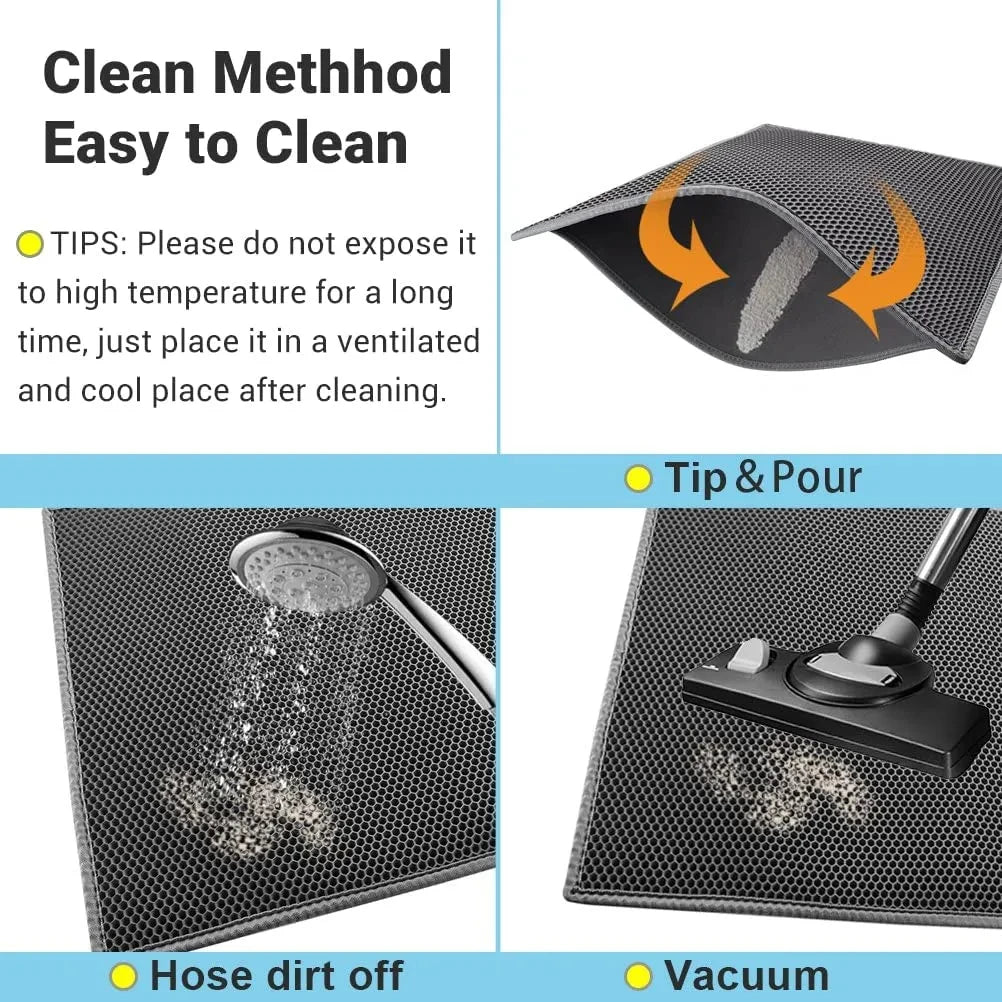 Tapis Litière Chat Étanche Double Couche - Antidérapant, Lavable