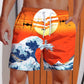 Short de Bain Homme – Impression Requin & Bateau Ukiyo-E