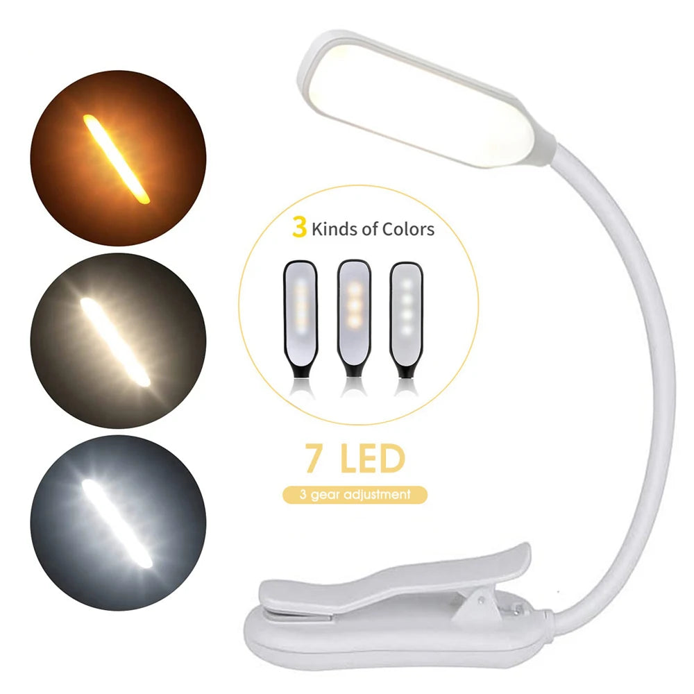 Lampe de Lecture Mini LED – Rechargeable, 3 Niveaux & Flexible