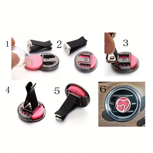 Diffuseur Parfum Voiture Rechargeable – Clip Vent + 10 Tampons