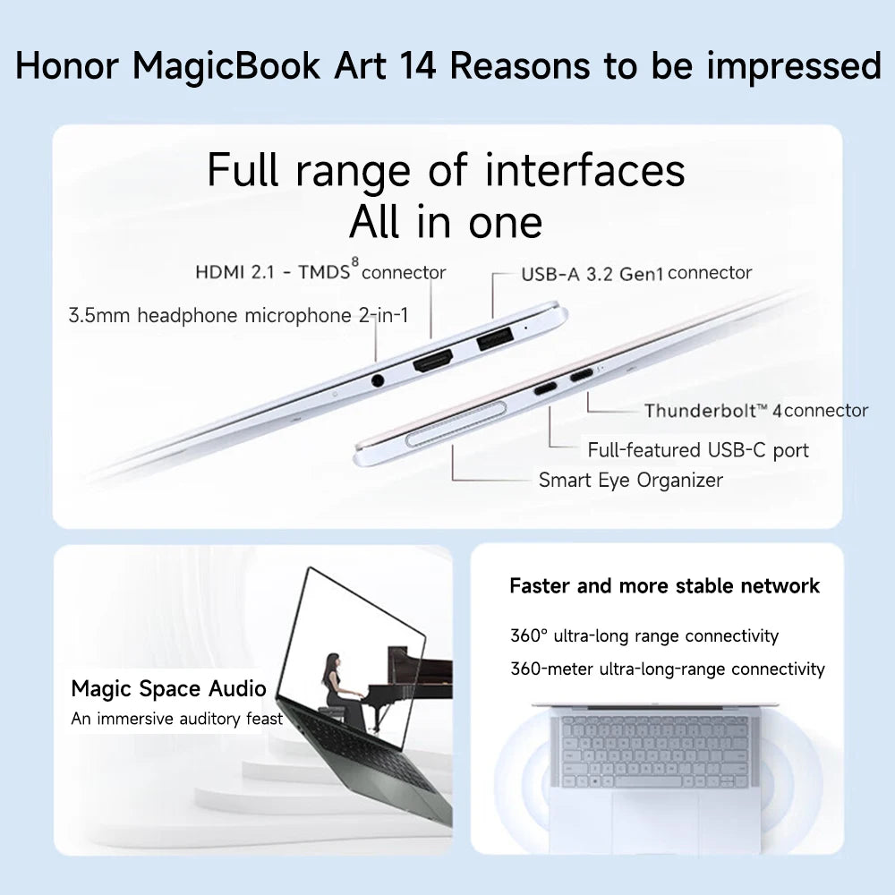 Honor MagicBook Art 14 2024 14.6" OLED Tactile Ultra5/Ultra7, 16GB/32GB RAM, 1TB/2TB SSD, 3.1K 120Hz