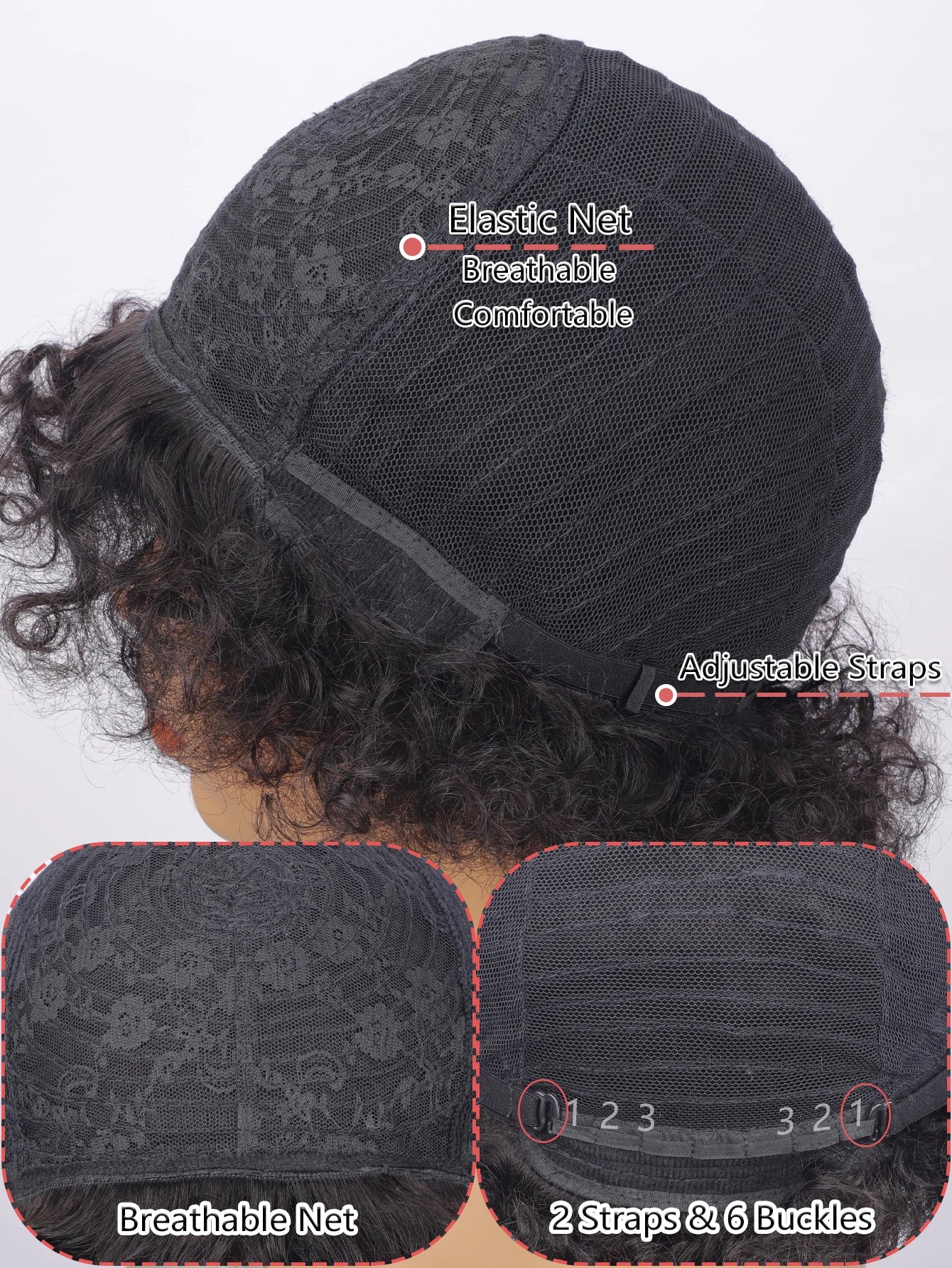 Perruque Afro Kinky Curly Court - Cheveux Humains Naturels