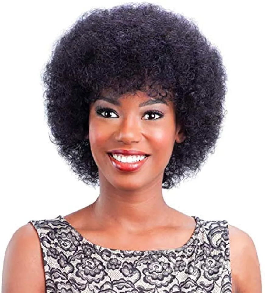 Perruque Afro Kinky Curly Court - Cheveux Humains Naturels