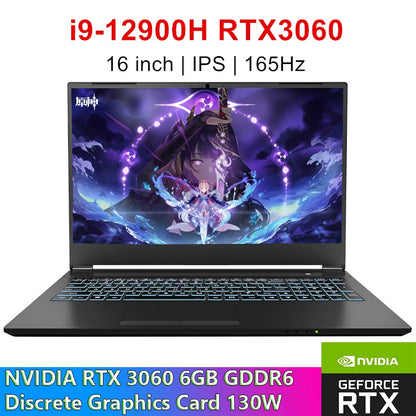 Topton L8 New Gaming Laptop, i9-12900H/i7, RTX 3060 6G, 16" 165Hz IPS, Windows 11, PCIe 4.0, WiFi6, BT5.2