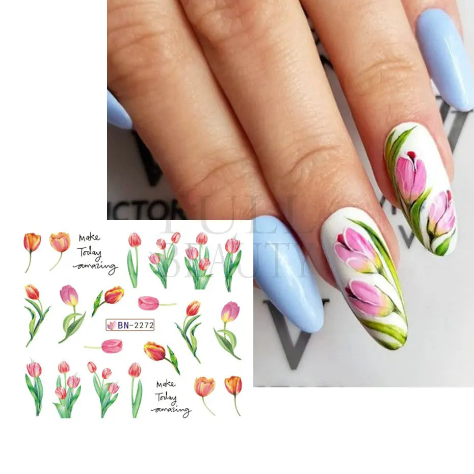 1pcs Fleur de tulipe autocollante pour ongles