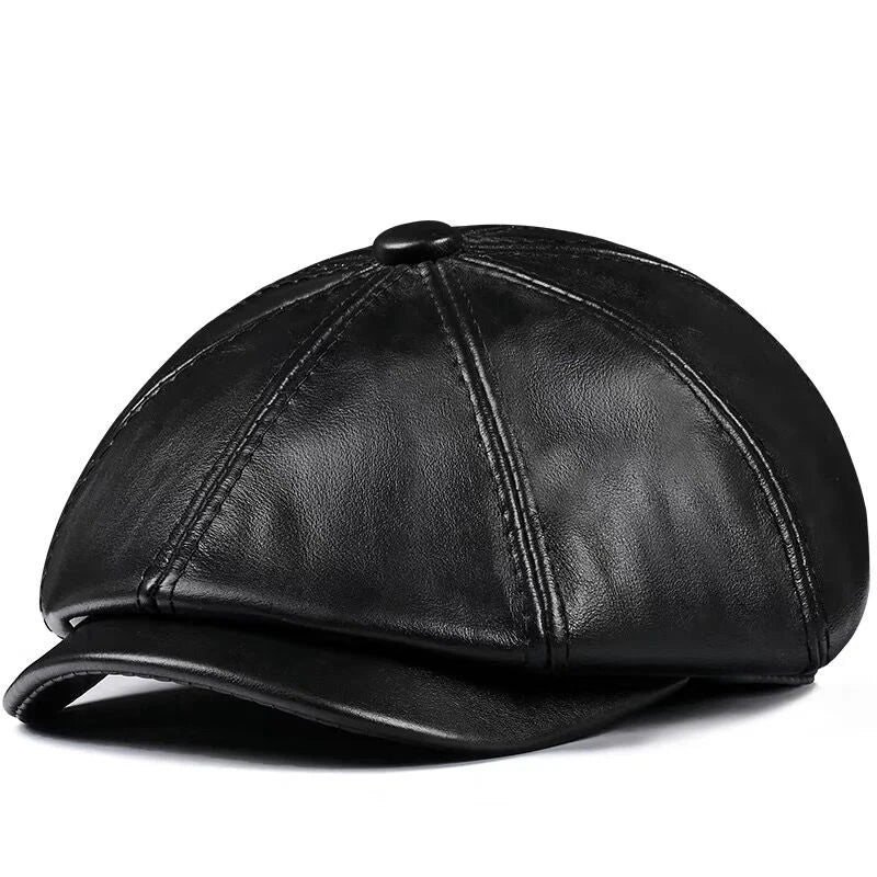 Beret en Cuir Véritable pour Homme – Casquette Padding en Cuir