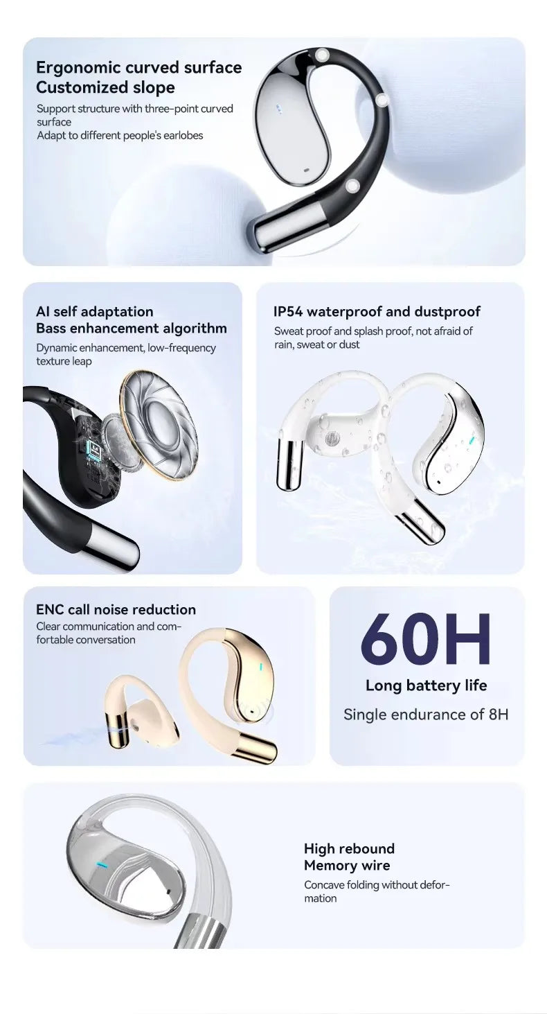 EARDECO Casque Bluetooth sans fil, stéréo basses, sport, avec micro