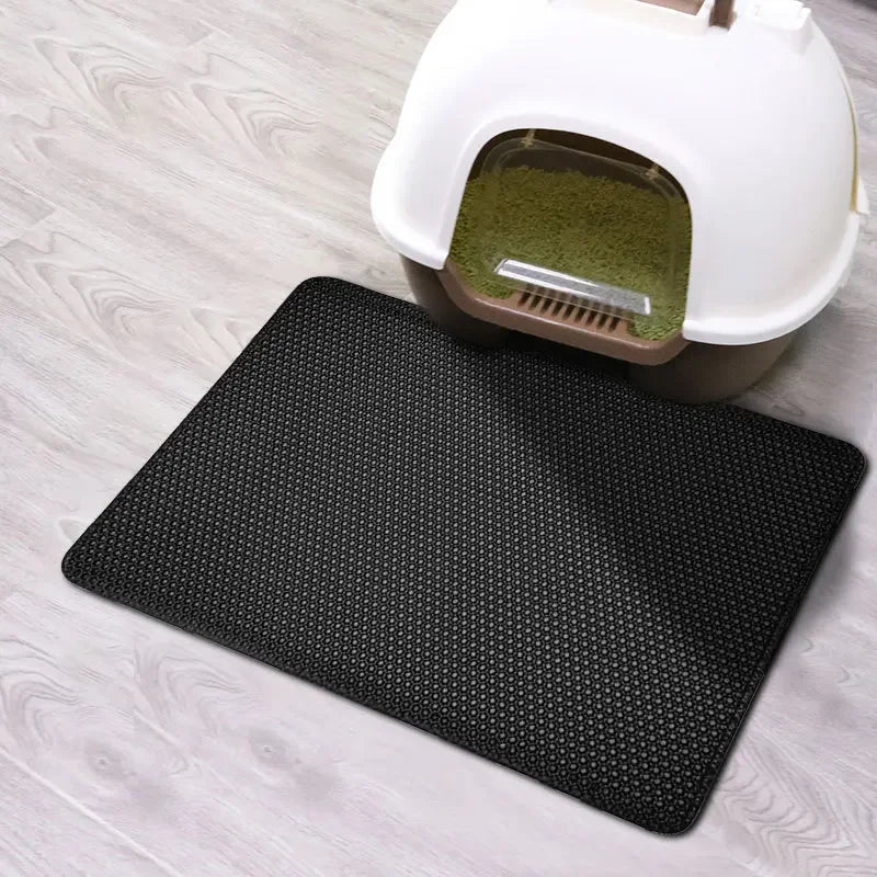 Tapis Litière Chat Étanche Double Couche - Antidérapant, Lavable