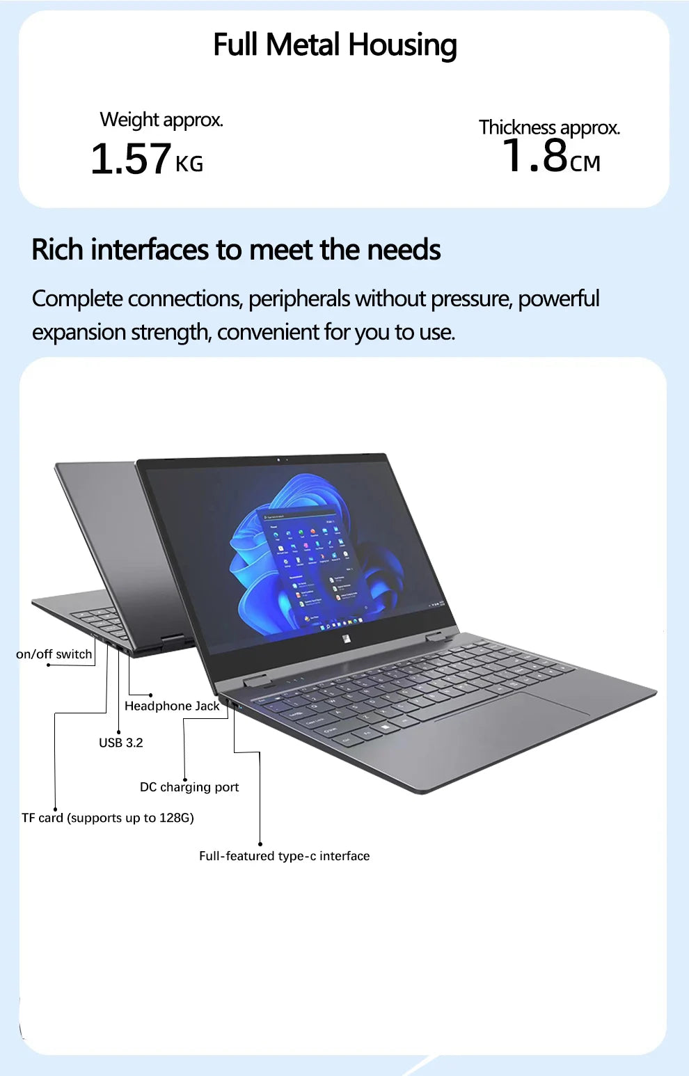 YOGA 14" Mini Laptop Intel N95 32GB RAM 2TB SSD 2-in-1 2.5K Écran Tactile 360°