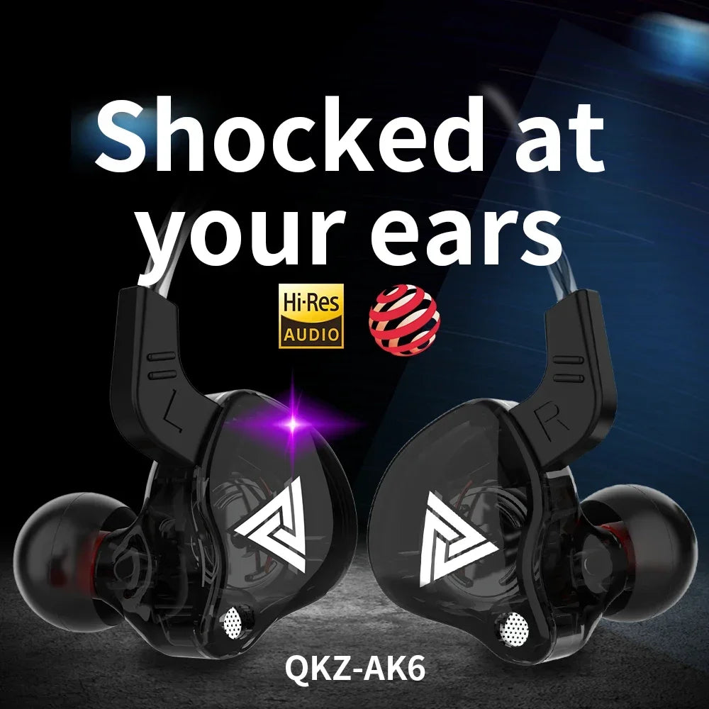 Écouteurs QKZ AK6 – 6 Drivers Dynamiques, Stéréo HIFI, Avec Micro