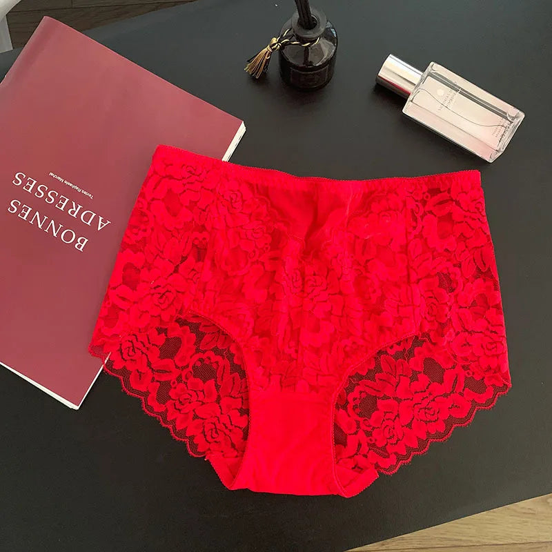 Culottes Femme Rouge – Dentelle Sexy & Seamless, Taille Moyenne