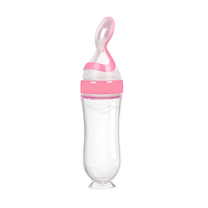 Biberon Bébé Silicone avec Cuillère - Biberon à Pousse