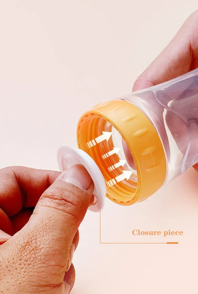 Biberon Bébé Silicone avec Cuillère - Biberon à Pousse