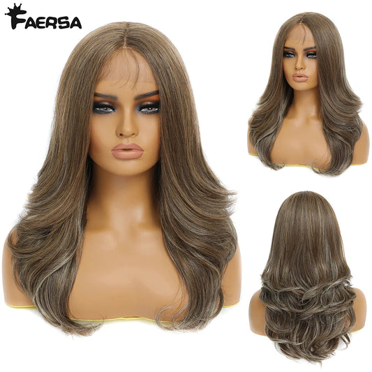 Perruque Synthétique Lace Front Body Wave Ombre, 22”