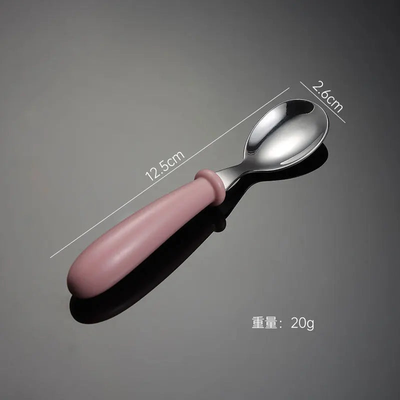 Set Vaisselle Bébé – Cuillère & Fourchette en Acier Inox, Pratique