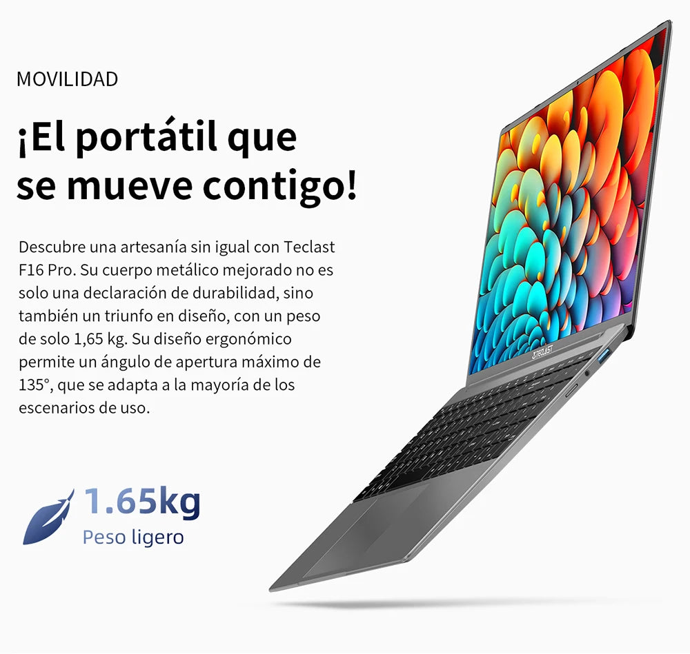 Teclast F16 Pro 15,6" Laptop, Intel N95, 12GB/16GB RAM, 256GB/512GB SSD, 1920x1080, Clavier rétroéclairé, mini-HDM