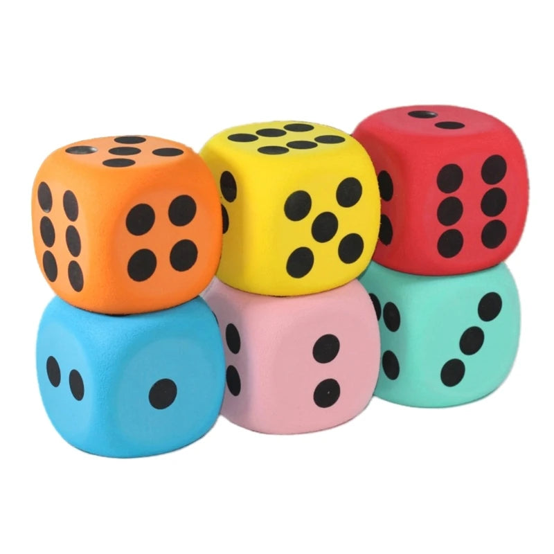 Dés en Mousse Colorés – 80mm, Pour Jeu et Apprentissage Mathématiques