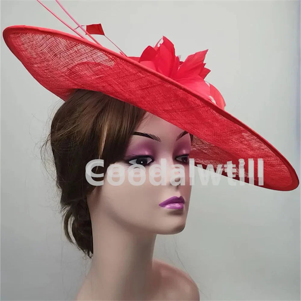 Grand Chapeau Fascinator avec Plumes – Élégance Derby, Mariage & Cérémonie