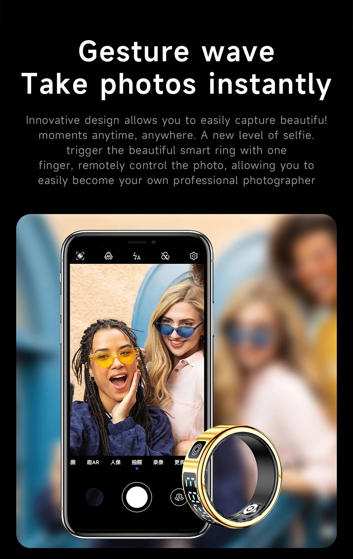 SR08 Smart Ring - LED, Bluetooth 5.1, étanchéité 5ATM
