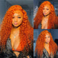 Perruque Lace Frontal 13x6 - Ondulée Ginger Orange, Cheveux Humains