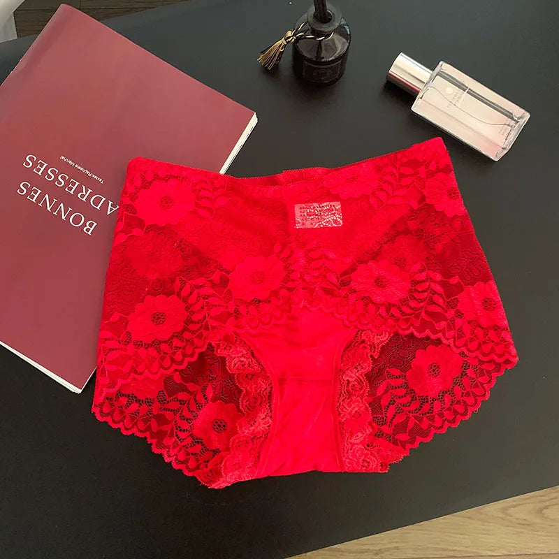 Culottes Femme Rouge – Dentelle Sexy & Seamless, Taille Moyenne