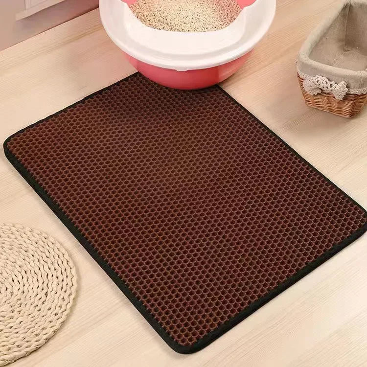 Tapis Litière Chat Étanche Double Couche - Antidérapant, Lavable