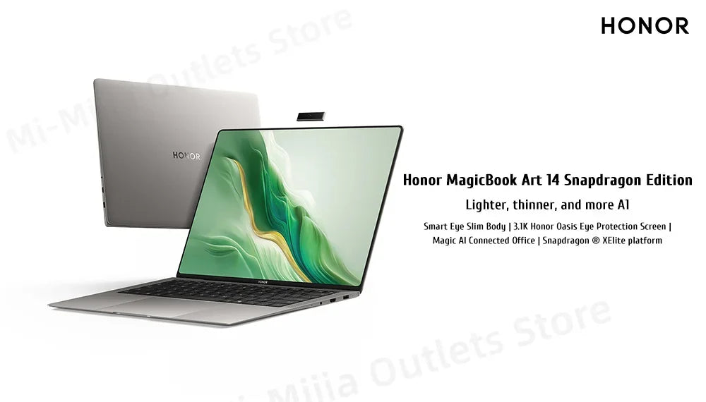 Honor MagicBook Art 14 Snapdragon Edition 1kg, Ultra Thin, 32GB RAM, 1TB SSD, 3.1K Eye Care Screen