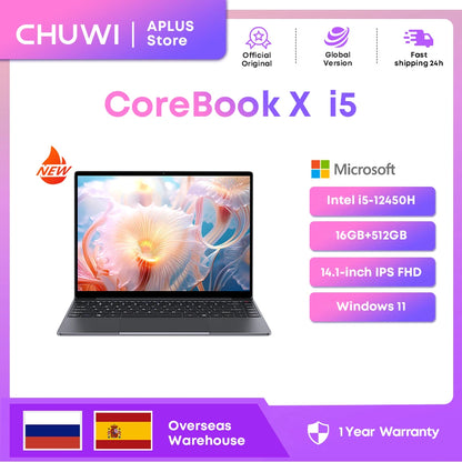 CHUWI CoreBook X Laptop Gaming，Intel i5-12450H，16GB RAM 512GB SSD