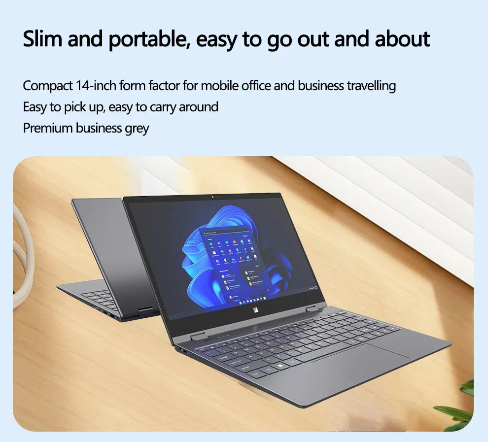 YOGA 14" Mini Laptop Intel N95 32GB RAM 2TB SSD 2-in-1 2.5K Écran Tactile 360°