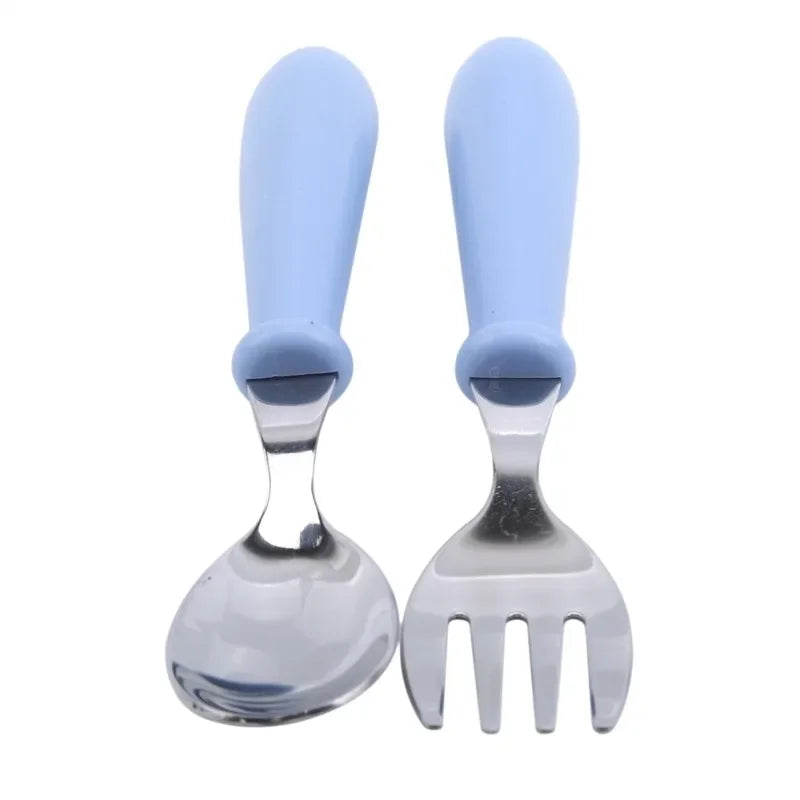 Set Vaisselle Bébé – Cuillère & Fourchette en Acier Inox, Pratique