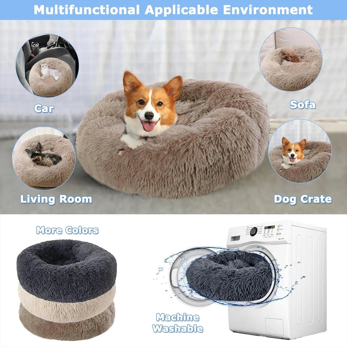 Lit Rond Chien & Chat – Hiver, Doux & Lavable