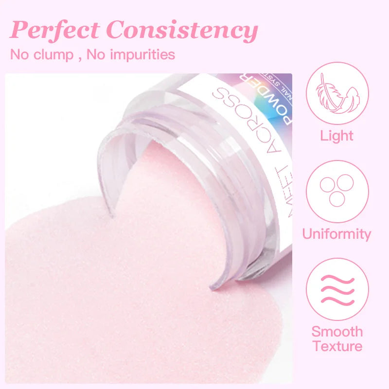 MEET ACROSS 10g poudre acrylique transparente rose blanc polymère professionnel pour extension d'ongles français nail art pas besoin de lampe durcissement