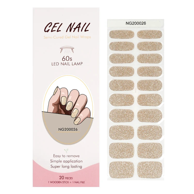 Patch Gel Manucure Française 20pcs – Semi-Curé, Waterproof & Longue Durée