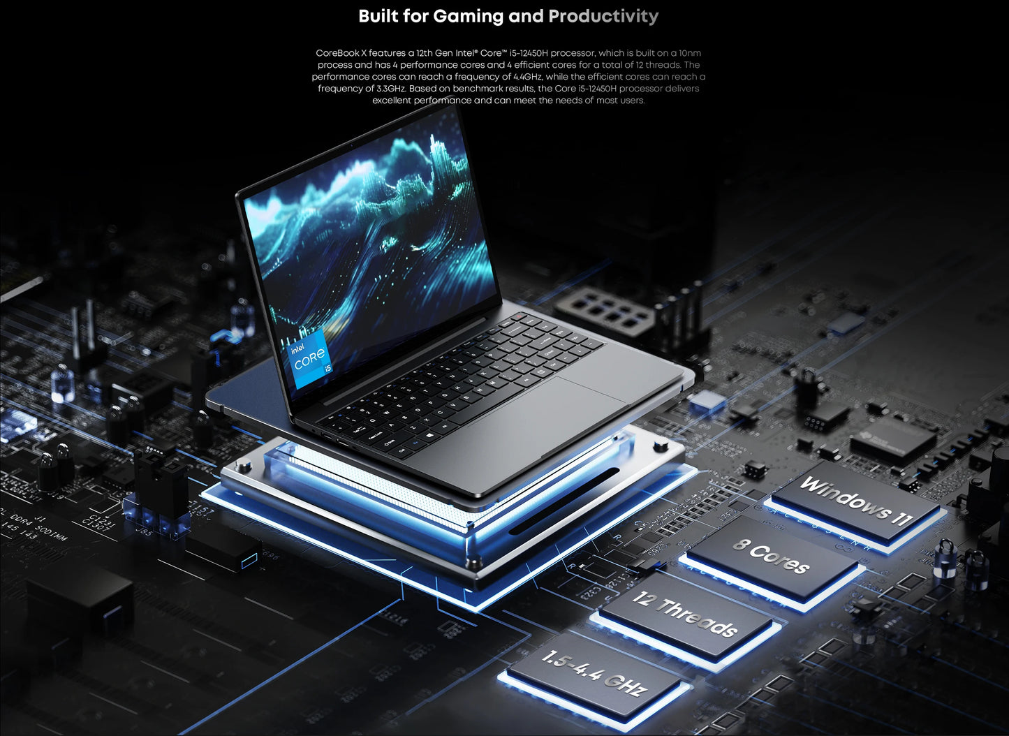 CHUWI CoreBook X Laptop Gaming，Intel i5-12450H，16GB RAM 512GB SSD