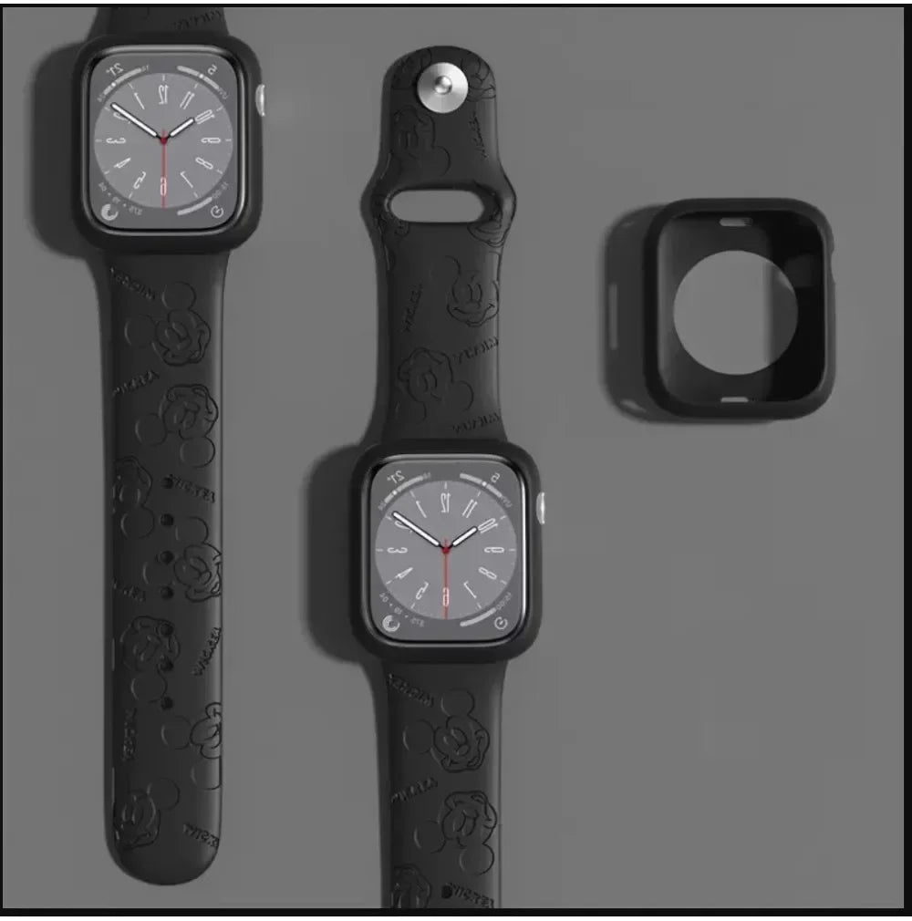 Etui gratuit et bracelet en silicone gravé compatible avec la montre