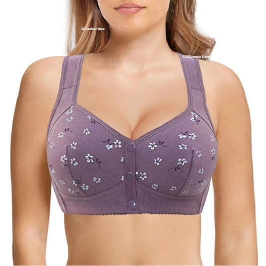 Soutien-Gorge Sans Fil Femme – Coton, Fermeture Avant & Confort