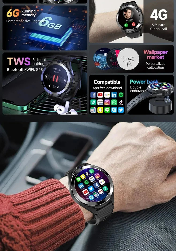 montres intelligentes avec grande mémoire Wifi Gps Cameras