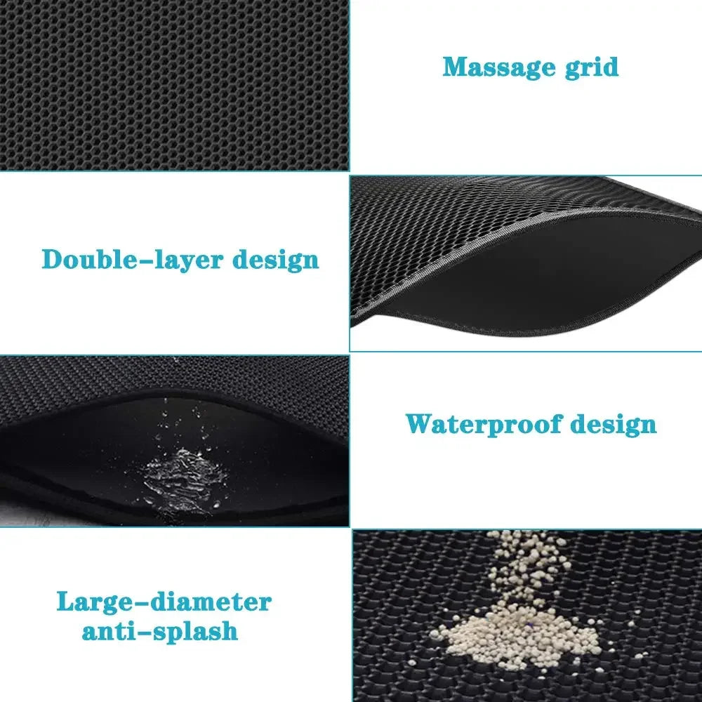 Tapis Litière Chat Étanche Double Couche - Antidérapant, Lavable