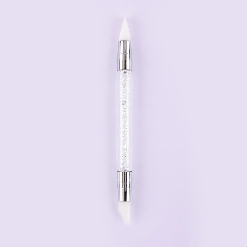 Stylo de sculpture d'ongles en silicone à double extrémité Pinceau de sculpture d'ongles Miroir Poudre pailletée Peinture de pointillés Stylo de manucure Outils de manucure
