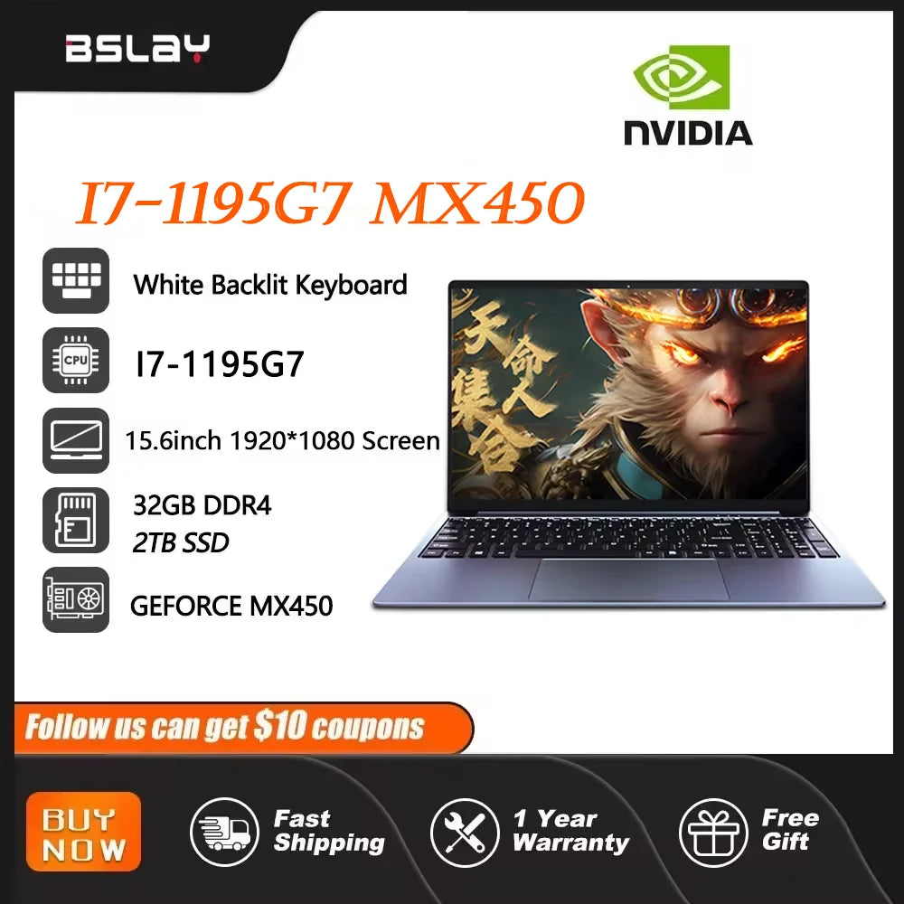 Laptop 15,6" i7-1195G7, NVIDIA MX450, 32GB RAM, 2TB SSD