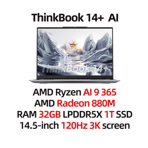 Lenovo ThinkBook 14+ 2024, AMD Ryzen AI 9 365, 32GB RAM, 1TB SSD, 14,5" 3K LED 120Hz, Notebook PC