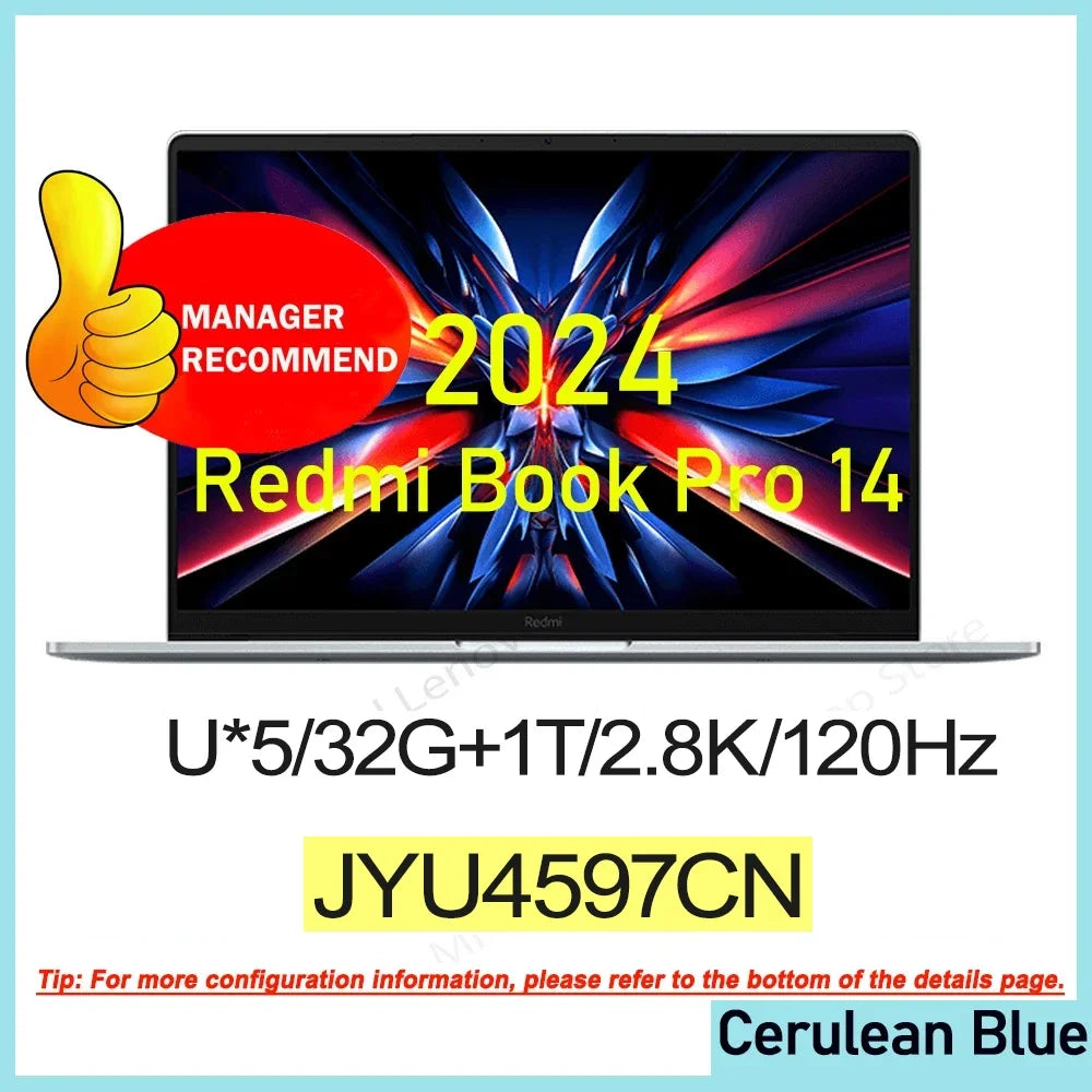 Xiaomi Redmi Book Pro 14 2024 U5/U7, 32GB RAM, 1TB SSD, 2.8K 120Hz Screen