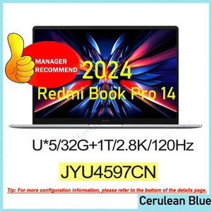 Xiaomi Redmi Book Pro 14 2024 U5/U7, 32GB RAM, 1TB SSD, 2.8K 120Hz Screen