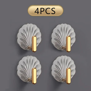 4pcs Shell crochet plaqué or,crochet adhésif multifonctionnel pour la maison