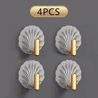 4pcs Shell crochet plaqué or,crochet adhésif multifonctionnel pour la maison