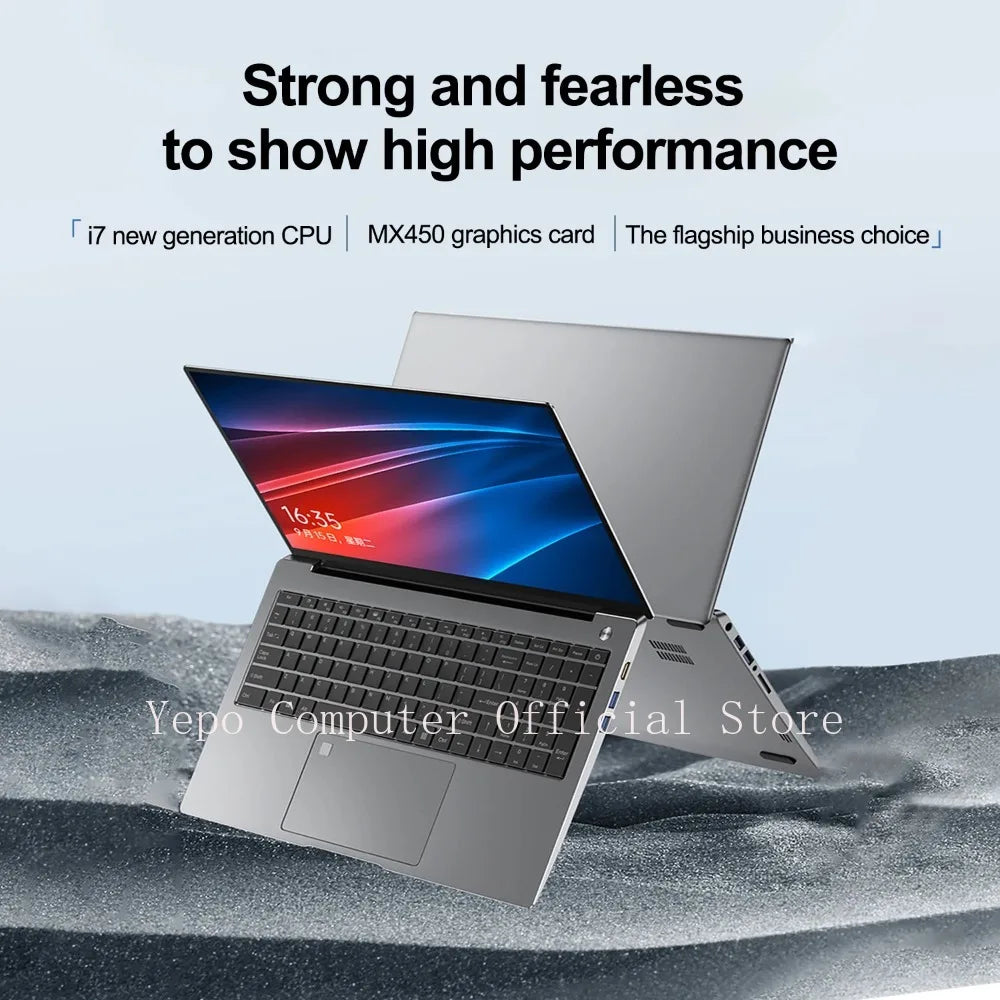 Yepo Laptop Intel Core i7, Windows 11 Pro, 15,6" 2K HD Screen, MX450 2GB, Carte Graphique Indépendante, Bureau