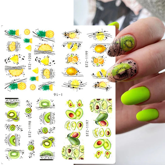 4Pcs Autocollant pour les ongles AVOCADO