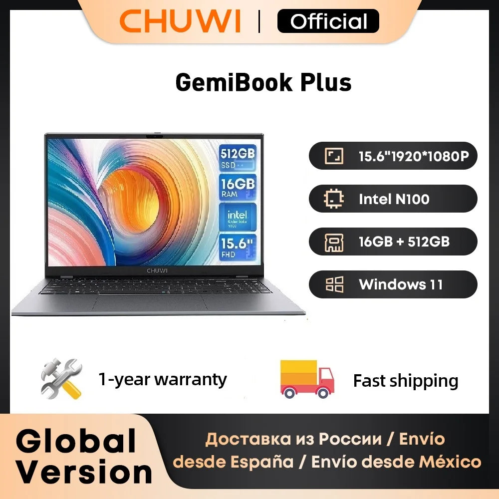 CHUWI GemiBook Plus 15,6" Laptop, 16GB RAM