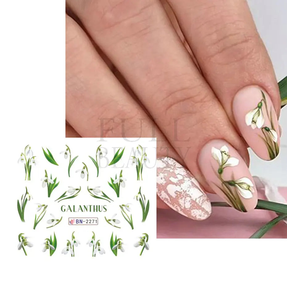 1pcs Fleur de tulipe autocollante pour ongles