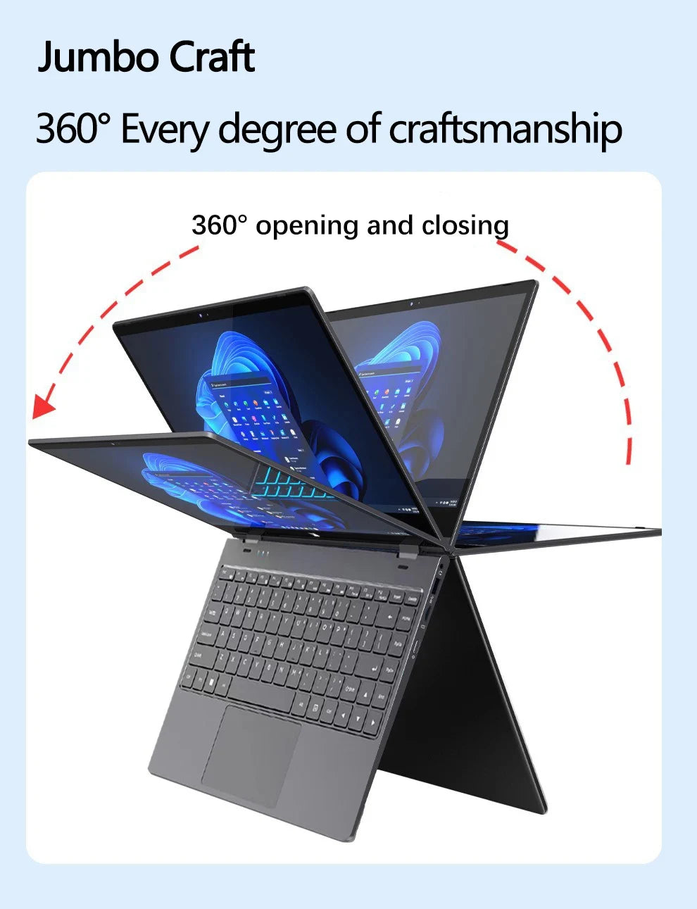 YOGA 14" Mini Laptop Intel N95 32GB RAM 2TB SSD 2-in-1 2.5K Écran Tactile 360°